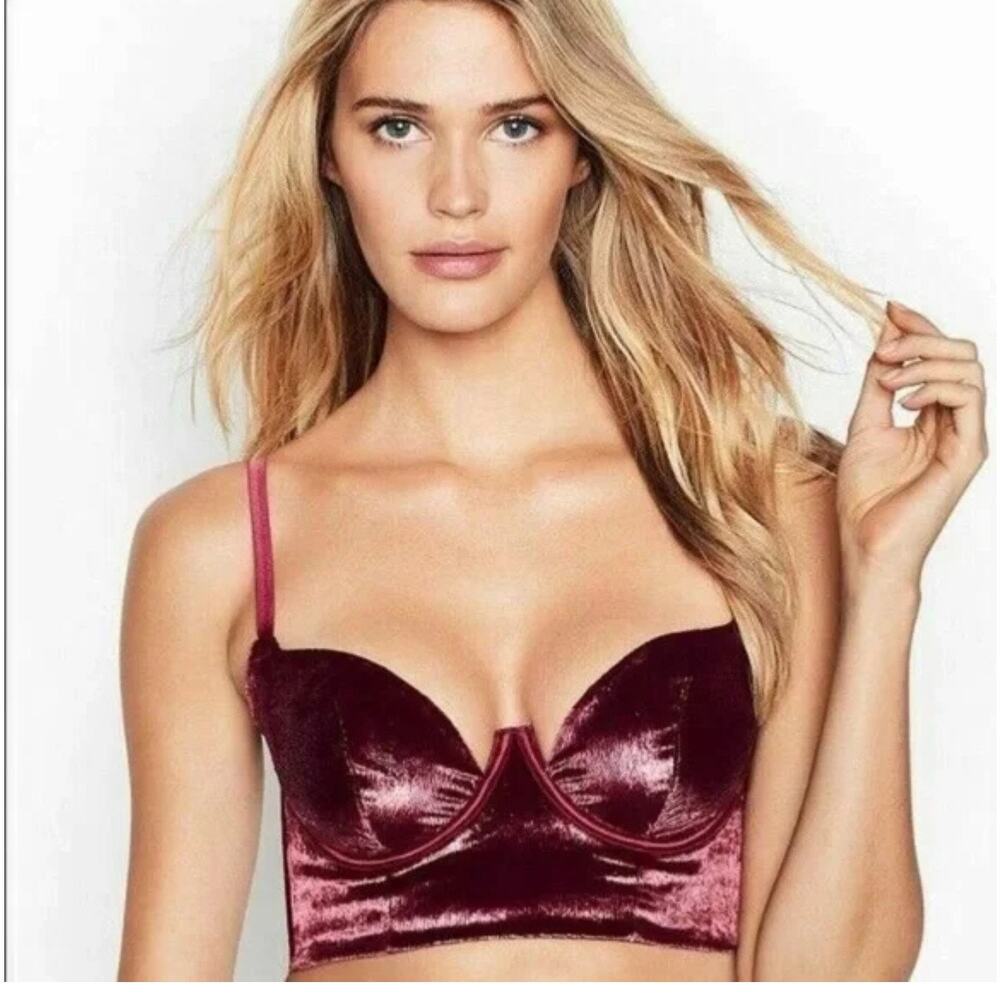 NWT Victoria’s Secret Velvet Sparkly Very Sexy Balconette Unwire Bra 34C